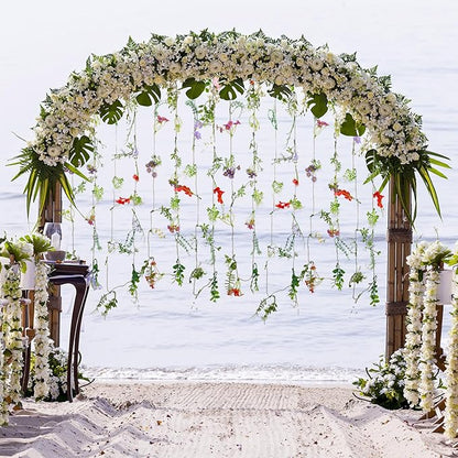 Yunlly 8 Pcs Artificial Flowers Hanging Decoration 6ft Faux Wildflower Vines Backdrop Floral Garlands Flower Vines for Wedding Party Background Birthday Home Birthday Garden Wall Arch Decor