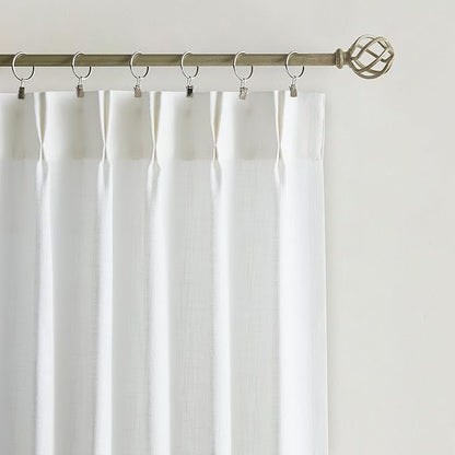 Vision Home White Pinch Pleated Semi Sheer Curtains Textured Light Filtering Window Curtains 72 inch for Living Room Bedroom Rayon Blended Pinch Pleat Drapes with Hooks 2 Panels 40" Wx72 L