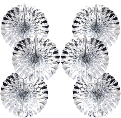 Silver Birthday Decorations,DIY Silver Paper Fans Hanging Decoration ,DecoracióN De CumpleañOs para Hombre,Wedding Decorations for Party16in,Birthday Decorations for Men 30 Color DIY Set (Silver)