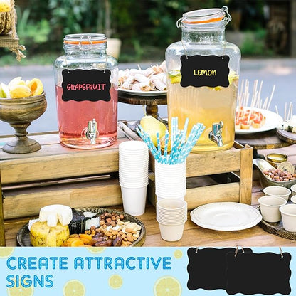 12 Pcs 4 x 6 Acrylic Chalkboard Hanging Sign with Chalk Markers Chalk Board Signs with Hanging String for Wedding Kitchen Home Party Decoration (Wave)