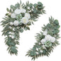 2-Pack Sage Green & White Wedding Flower Swag Set, Large: 35.43"L x 14.56"W, Small: 24.80"L x 12.99"W, Artificial Flowers for Wedding Arch, Ceremony, Table Centerpieces, Wall Hanging