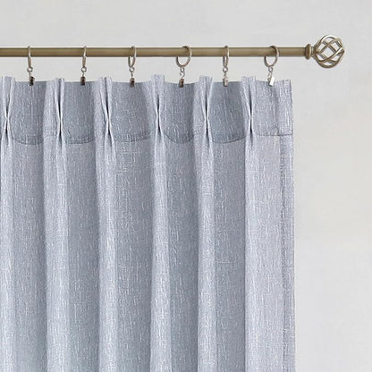 Vision Home Blue Pinch Pleated Semi Sheer Curtains Textured Light Filtering Window Curtains 84 inch for Living Room Bedroom Rayon Blended Chambray Blue Pinch Pleat Drapes with Hooks 2 Panels 40"Wx84"L