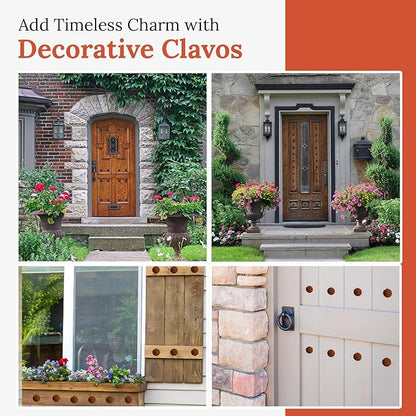 10 Pack 1" Small Round Head Iron Clavos Decorative Nails – Rusted – Handmade Rustic Round Fasteners for Farmhouse Shutter, Faux Wood Beams, Barn Door, Shutters, and Gates – Ornamental Wood Accent
