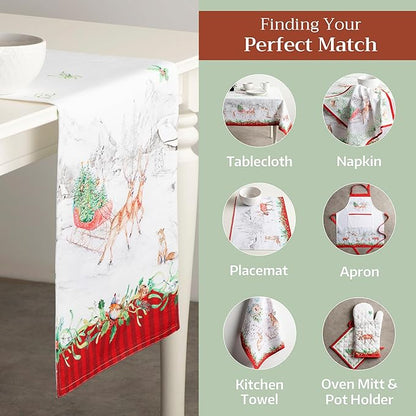 Maison d' Hermine Table Runner 100% Cotton Double Layer Table Runners 72 inches Long for Thanksgiving Christmas Decorations Home Kitchen Dining Party Wedding (Christmas Tradition, 14.5" x 72")