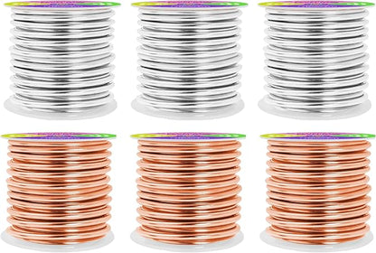 Mandala Crafts 8 Gauge Anodized Aluminum Craft Wire for Jewelry Making - 120 FT Colored Flexible Silver Copper Tone Wire - Bendable for Bonsai Armature Crafting Sculpting