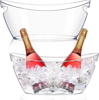 Ice Buckets for Parties (5.5L) 2pcs Ice Buckets, Clear Acrylic Champagne Bucket, Drinks Beverage Tub for Cocktail Bar, Wine, Beer, Soda