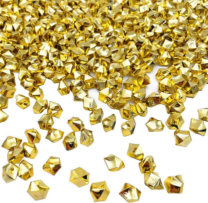 Fake Crushed Ice Cubes, Vase Fillers, 650 Pcs Golden Reusable Artificial Ice Cubes for Wedding Decor