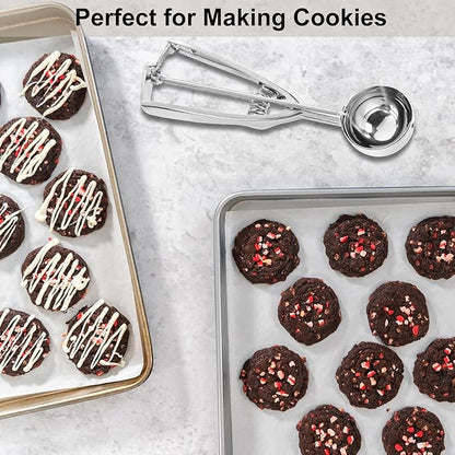 Cookie Scoop Set, Cookie Scoops for Baking Set of 3, Cookie Dough Scoops, Silver, Include Large/Medium/Small, for Cookies, Ice Cream, Muffin, Cupcakes, Truffles, Mashed Potatoes