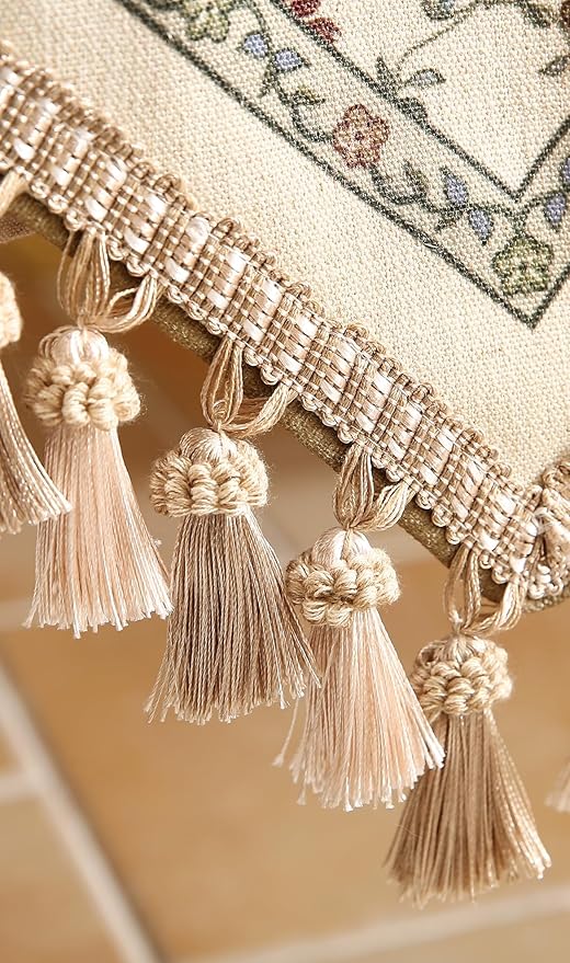 patdrea Designer Vintage Floral Linen Extra Long Table Runner 118 Inch Long,Beige Cottage Rustic Bouquets Pattern Table Mat,Decor for Kitchen Dining Coffee Table Cabinet Thanksgiving,12"*118"
