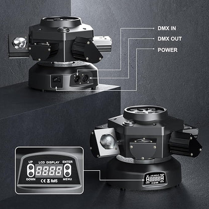 Moving Head DJ Lights, 150W RGBW LED Moving Head Light with Mixed Lighting Effects, 6 Arms Party Lights Support DMX-512 & Sound Activated, Stage Lights for Party Disco KTV Wedding Club