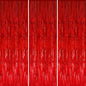 GOER 3.2 ft x 8.2 ft Metallic Tinsel Foil Fringe Curtains Party Photo Backdrop Party Streamers for Birthday,Graduation,New Year Eve Decorations Wedding Decor (3 Pcs, Red)
