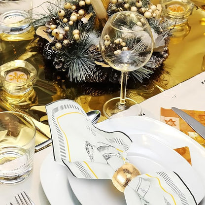 Lallisa Gold Napkin Rings Metal Napkin Ring Holders for Cloth Table Decorations for Wedding Anniversary Birthday Dinners Party of Table Setting(24 Pcs,Classic)
