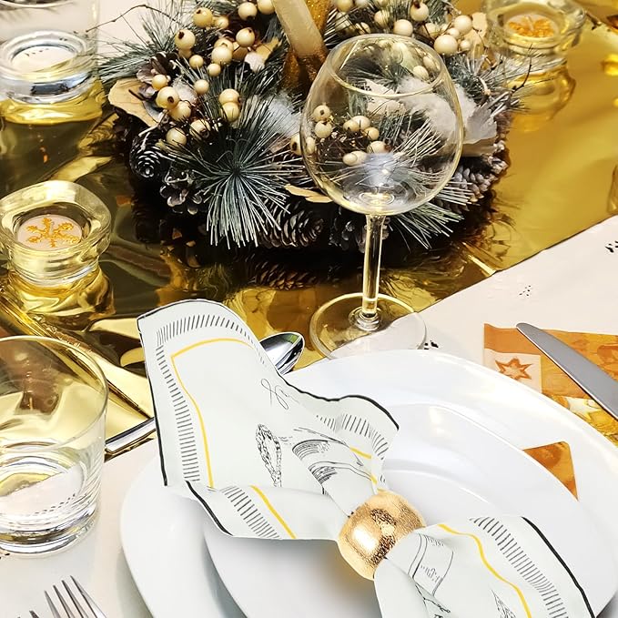 Lallisa Gold Napkin Rings Metal Napkin Ring Holders for Cloth Table Decorations for Wedding Anniversary Birthday Dinners Party of Table Setting(36 Pcs,Classic)