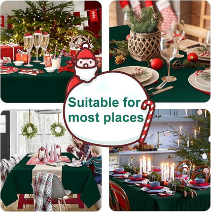 Hiasan Waterproof Tablecloth Rectangle - Washable Fabric Table Cloth for Dining Room Christmas Kitchen Birthday Party and Outdoor Use, Hunter Green, 60 x 140 Inch