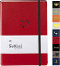 SETTINI Lined Journal, Ideal for Journaling - A5 Vegan Leather Notebook, 192 Archival-Quality Pages, QuillEase Bleed-Free Paper, Inner Pocket & Bookmark - Love Journal for Women, Red Heart
