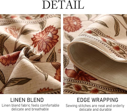 ISAENNE Designer Elegant Linen Table Runner 102 Inches Long,Vintage Orange Floral Pattern Table Runners for Dining Tables,Kitchen Decor,Thanksgiving,Christmas,Banquet,12"*102"-Alvarado A