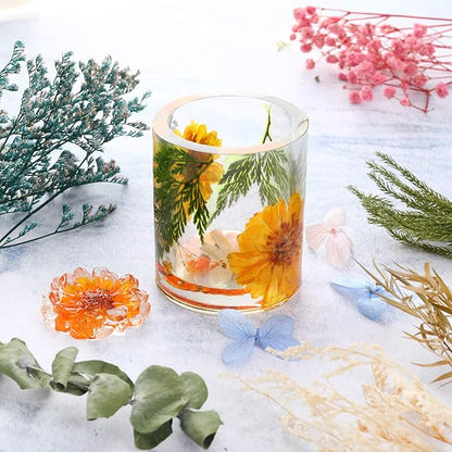Nuanchu 4 Bags Natural Dried Flowers Leaves Set, Mixed Dried Hydrangeas, Daisies, Natural Flowers Colorful Real Dry Flowers for DIY Candle Resin Jewelry Crafts Pendant Floral Decoration Supplies