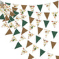 32Ft Camping Party Decorations Green Brown Camper Triangle Flag Fabric Banner Pennant Garland Streamers for Camping Birthday Glamping Baby Shower Campfire Adventure Woodland Travel Party Decor