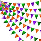 Halloween Party Decorations Metallic Fabric Green Orange Purple Triangle Pennant Banner Flag Bunting for Trick or Treat Spooky Hey Boo Happy Halloween Holiday Birthday Baby Shower Party Supplies