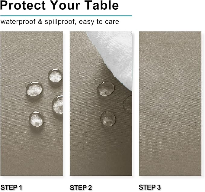 Hiasan 2 Pieces Taupe Square Tablecloth - Waterproof and Spillproof Restaurant Washable Polyester Table Cloth for Dining Room, 30 x 30 Inch