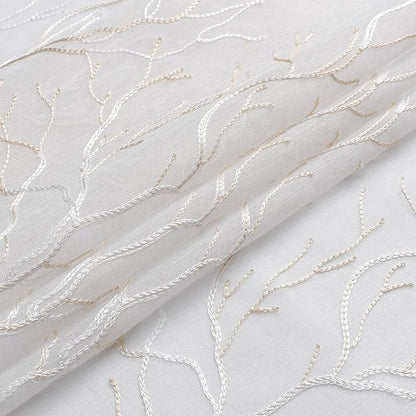 VISIONTEX Sheer Curtains 84 inch Length 2 Panels Set, Decorative Beige Coral Embroidery, Rod Pocket Embroidered Window Drapes for Living Room and Bedroom, 54" x 84"