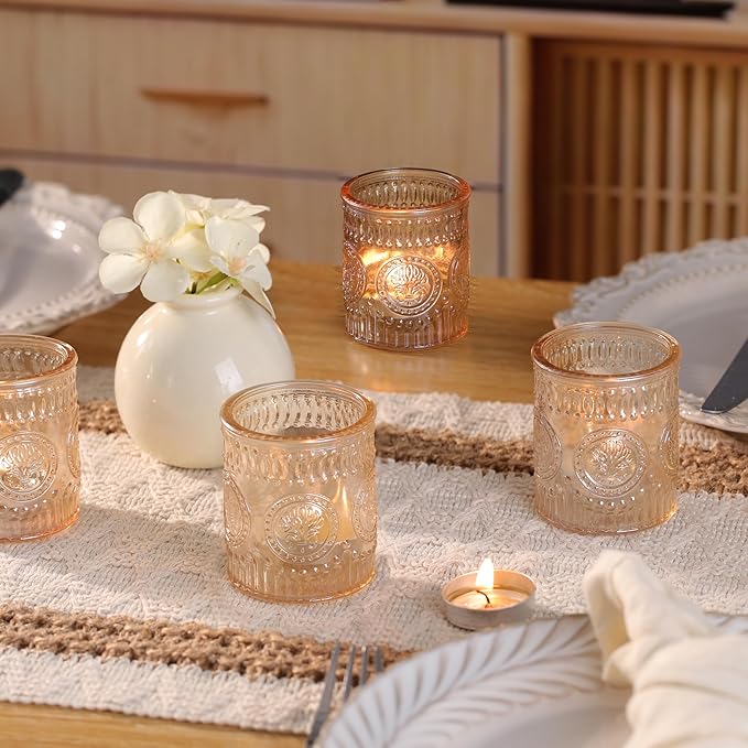 24 Pcs Gold Votive Candle Holders, Glass Tealight Candle Holders for Home Decor, Wedding Table Centerpiece, Birdal Shower, Party