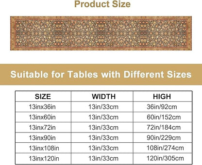 Vintage Boho Floral Table Runner, Rustic Country Farmhouse Orange Yellow Black Retro Flower Pattern for Home Kitchen Table Decor Dining Coffee Room Party Decor 13x72in