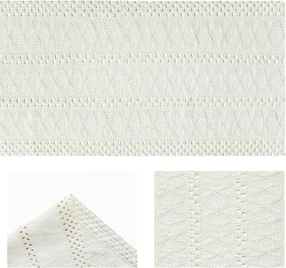 Artoid Mode Beige Farmhouse Woven Rustic Hollow Table Runner, Seasonal Holiday Hollow Kitchen Dining Table Decoration for Home Party Decor 12x60 Inch