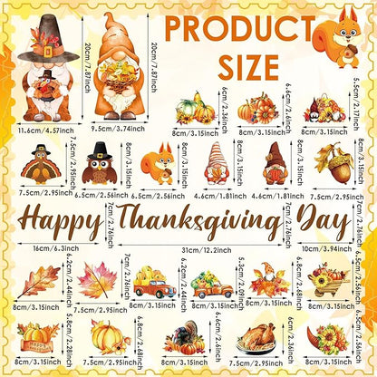 25 Pieces Thanksgiving Harvest Decoration Magnets for Refrigerator, Decorative Magnetic Fridge Stickers, Magnet Fall Autumn Signs Holiday Ornaments for Dishwasher Garage Door Kitchen Mailbox