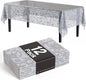 Exquisite Lace Table Cloth Rectangle Table Plastic 12-Pack Lace Tablecloth Rectangular 54" X 108" | Silver Floral Tablecloth Disposable | Wild Flower Party Decorations & Party Supplies