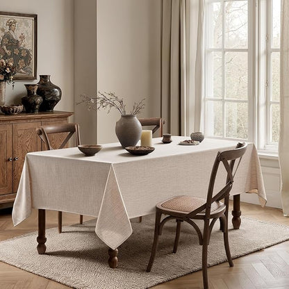 MIULEE Natural Linen Tablecloth 60x144 Inch Rectangle Table Cloth Waterproof,Stain Resistant & Wrinkle Resistant for Dining Party Wedding