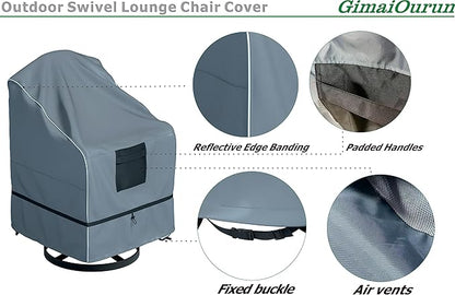 Outdoor Swivel Lounge Chair Cover 2 Pack, Waterproof Heavy Duty Outdoor Outdoor Lawn Patio Furniture Rocking Chair Cover, (29 W x 31 D x 38.5 H inches), Gray