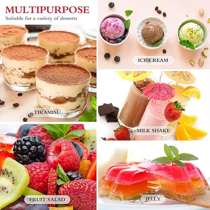 Honeydak 150 Pcs Plastic Dessert Cups without Lids 4.5 oz with Spoons Mini Clear Disposable Trifle Mousse Dessert Cups Triangular Parfait Appetizers Tumbler Pudding Fruit Serve for Party