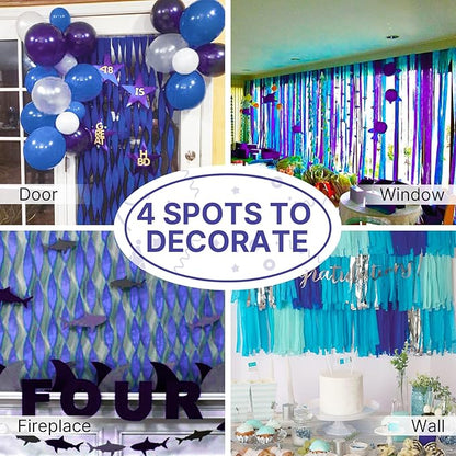PartyWoo Crepe Paper Streamers 4 Rolls 328ft, Pack of Crepe Paper Navy Streamers Party Decorations, Crepe Paper for Birthday Decorations, Party Decorations, Wedding Decorations (1.8 in x 82 Ft/Roll)
