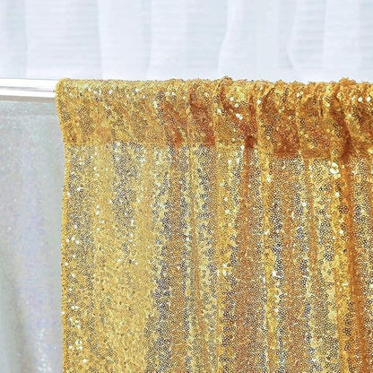 Poise3EHome Gold Sequin Backdrop Curtains, 2 Panels Gold Sequin Backdrop, 2FTx8FT Sequin Curtains for Party Wedding Sequence Backdrop