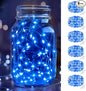 btfarm 6 Pack Fairy Lights Battery Operated, 7FT 20 LED Mini String Lights Waterproof Silver Wire for Mason Jars Centerpiece Table Crafts Bedroom Christmas Decoration, Blue