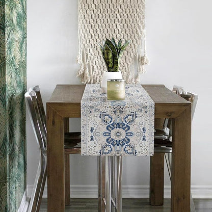 Snycler Table Runner Boho Table Runners Vintage Elegant Farmhouse Table Center Linen Decor for Home Dining Party Entrance (13x108 Inch) Boho-White