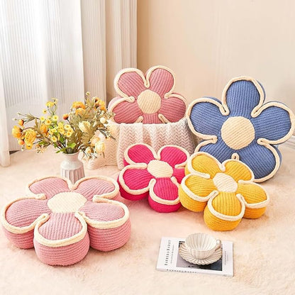 Flower Pillow, Soft Shaped Floor Cushion, Decorative Throw Pillow, Cute Seating Cushion, Plush Pillows for Sofa Couch Bed (13.7 Inch, Yellow)