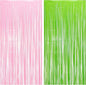 BRAVESHINE Party Streamers Backdrop - 2 Pack 3.2ft X 8.2ft Tinsel Foil Fringe Curtains for Halloween/Boo/Fairy/Girl Birthdays/Wizard/Baby Shower/Photos Booths/Pink and Green Party Decorations