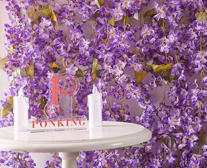 Flower Garland, Artificial Hydrangea Vine Flowers, Hanging Fake Hydrangeas Vine for Room Anniversary Wedding Birthday Christmas Wall Arch Decor, 2 Pcs, Floral Garland, Purple Flower