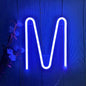 LED Blue Neon Letter Signs Night Light Battery or USB Operated LED Marquee Letters Neon Art Decorative Lights Wall Decor for Children Baby Room Christmas Wedding Party Decoration(M)