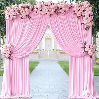 10 ft x 10 ft Pink Backdrop Curtains for Parties, Wrinkle Free Baby Pink Photography Backdrop Drapes for Wedding Grils Birthday Baby Shower Bridal Shower Party