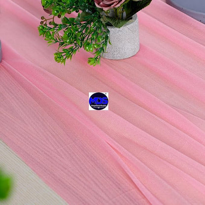 MDS Halloween Chiffon Table Runner - 12 Pack, 29 x 170 Inches, 14ft Each - Sheer Spooky Table Runners for Haunted House Parties, Trick-or-Treat Tables, Witchy Décor, Wedding & Events - Coral