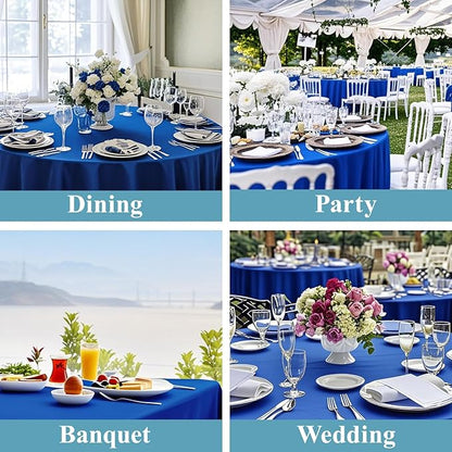 VidaFete Tablecloth 10 Pack 120inch Round Table Cloth Polyester, Stain Wrinkle Resistant Polyester Dining Table Cover for Kitchen Dinning Party Wedding Round Tabletop Buffet Decoration(Royal Blue)