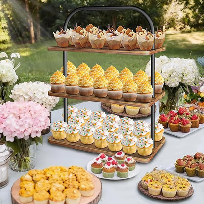 Cupcake Stand, 3 Tier Wood Cupcake Stand for 50 Cupcakes, Dessert Table Display Set with Cupcake Stands, Cupcake Tower Stand for Birthday, Wedding, Baby Shower, Party