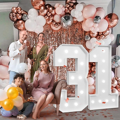 Marquee Numbers Large 31st-Birthday Decorations: 4ft Light Up Number Party Decor 13 Year Old Women And Men Birthday Decoration Backdrop 13 Anniversary Cardboard Big Mosaic Balloon Frame Number 31