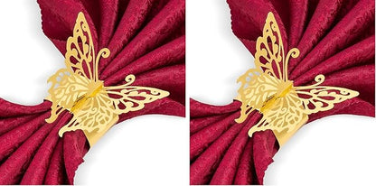 150PCS Butterfly Napkin Rings for Luxury Banquet Style, Reusable Paper Napkin Holders for Wedding Banquet Dinner Table Decor, and Catering Party Services (Gold) (Pack of 2)