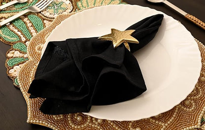 12 Pcs Lightweight Metal Napkin Rings - Gold Star Metal Holders for Elegant Table Decor, Parties, Weddings, Holidays, Everyday Dining - Metallic Adornment for Table Settings - CLEENTABLE