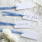 50 Pcs Name Place Cards for Table Setting Blank Wedding Place Cards with Satin Ribbon 1.57 x 3.54 Inch Hanging Gift Tags for Wedding Dinner Banquet Party Table Setting Supplies(Blue)