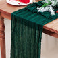 Snowkingdom 6 PCS Emerald Green Table Runner 120 Inch 10 Ft Rustic Boho Dark Green Cheese Cloth Runner for Wedding Bridal Baby Shower Birthday Party Christmas Sheer Gauze Home Table Centerpiece Deocr
